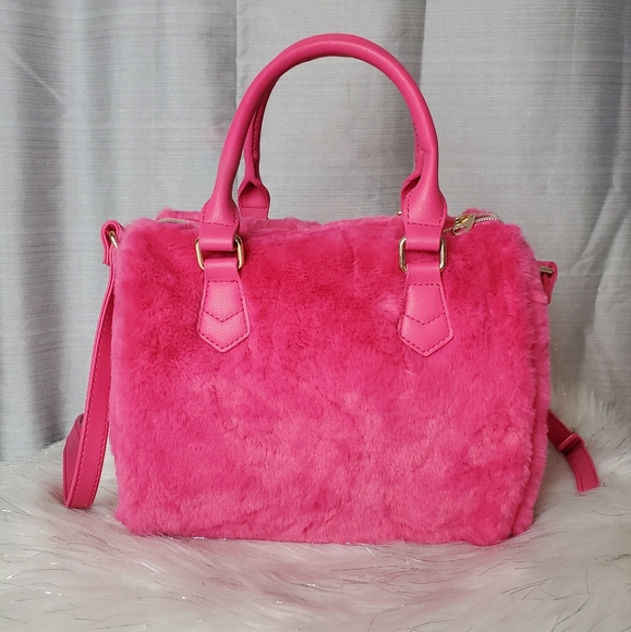 JUICY COUTURE pink free love fur satchel crossbody bag - Picture 5 of 9